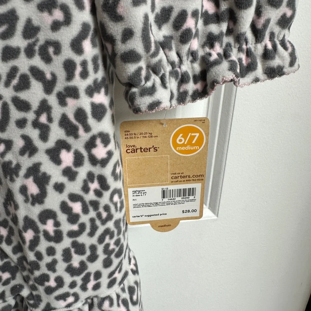 NWT Carters 6/7‎ Fleece Nightgown Pajamas Animal Print